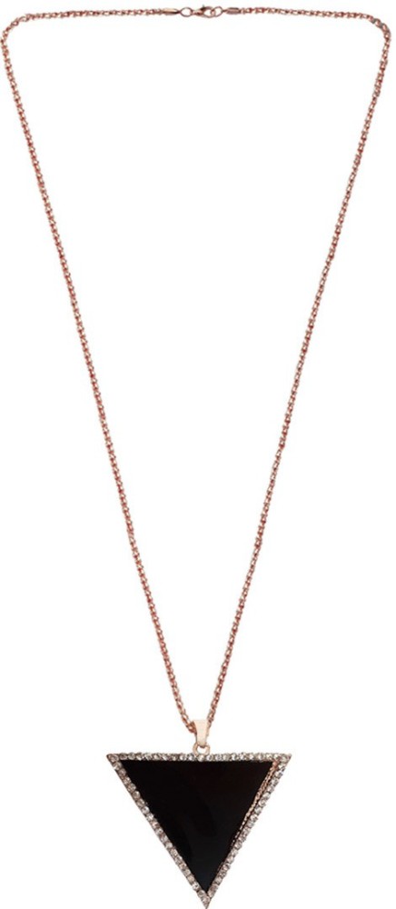 gold and black triangles geometric strand triangles long necklace party  girl — Discovered