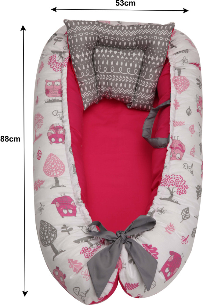 Bacati Owl Pink Grey Reversible Baby Mattress With Bumper Guard