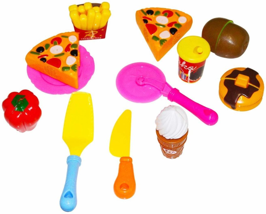 SQUIDSY 11 Pcs Fun Pizza Party Fast Food Pretend Cooking & Cutting Play Set  Toy for Kids - 11 Pcs Fun Pizza Party Fast Food Pretend Cooking & Cutting  Play Set Toy