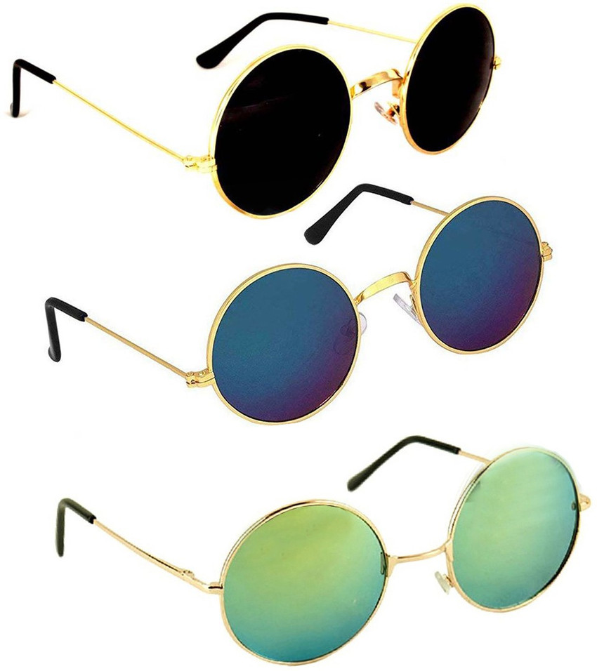 Buy Elgator Round Sunglasses Black Blue Green For Men Women Online Best Prices in India Flipkart