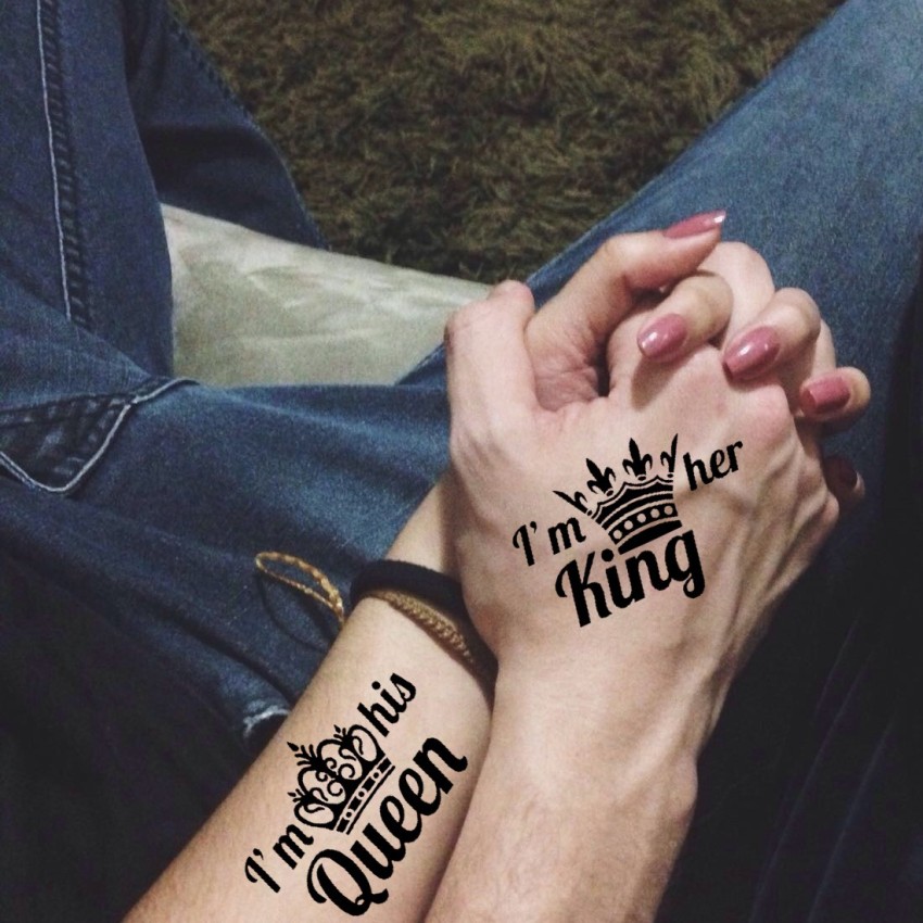 Queen King Crown Tattoo Stickers Temporary Tattoos Couple Tattoo