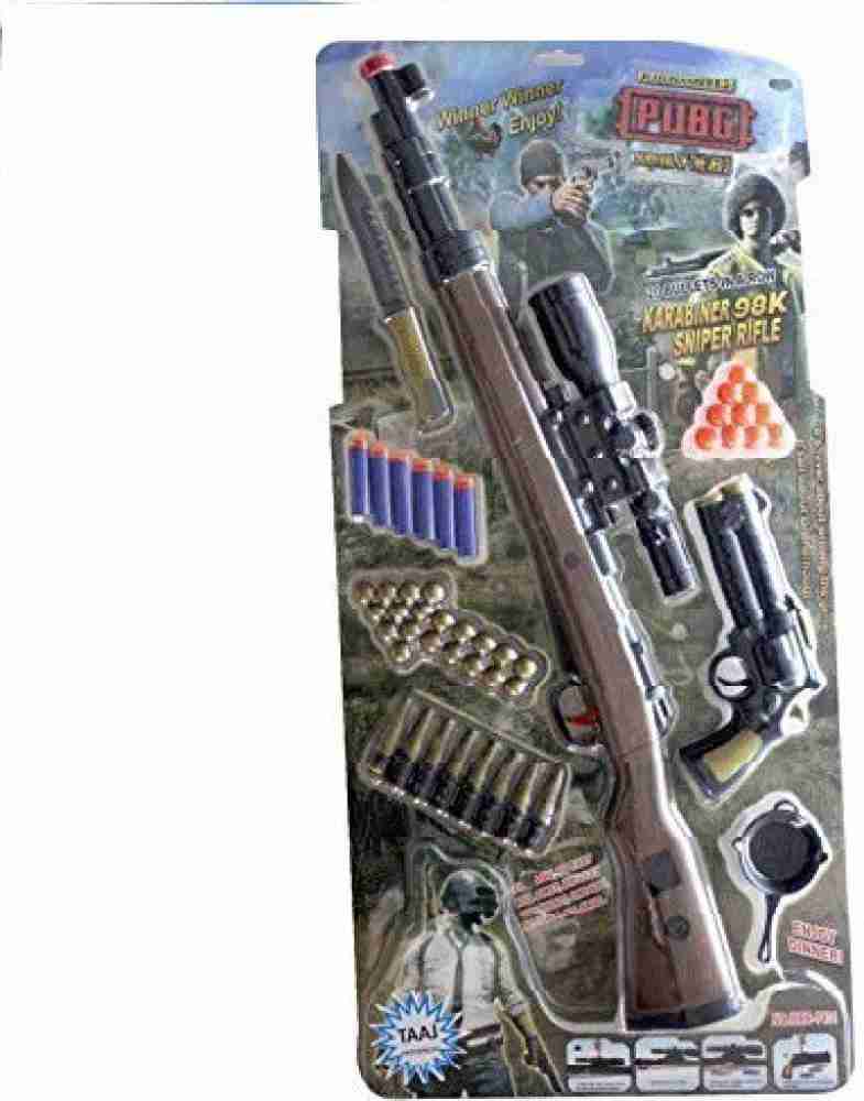 CAPTAINZONE PubG Theme Gun Toys Set with Assault Rifle Toy Knife Water and Soft Foam Bullets and Combat Cards Target Shooting for Kids Weapon Sets