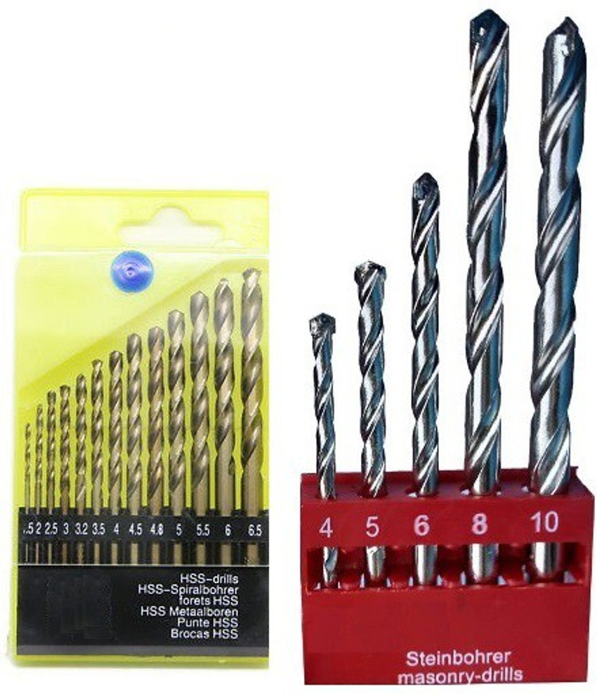 Inditrust 5 pc heavy duty masonry wall drilling bit set and 13 pc hss drill bit set Price in India Buy Inditrust 5 pc heavy duty masonry wall drilling bit set and 13