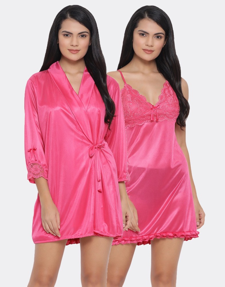 Buy Clovia Pink Nighty with Robe Online at Low Prices in India