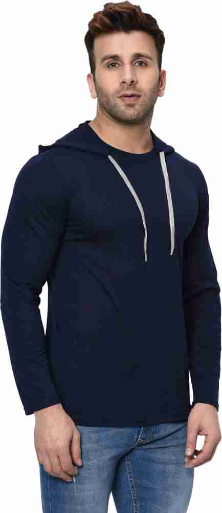 HIGHLANCETSHIRT Solid Men Hooded Neck Black T-Shirt - Buy