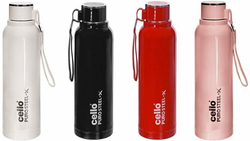 Cello Puro Plastic Sports Insulated Water Bottle,Set of 4, Assorted (900 ML)