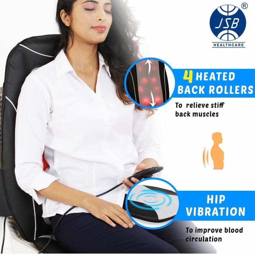 Qawachh Black Car Seat Full Back Massage Cushion Vibrating Heated For Body  Relaxation