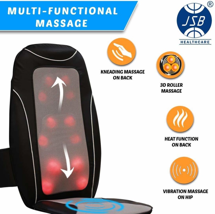 Qawachh Black Car Seat Full Back Massage Cushion Vibrating Heated For Body  Relaxation