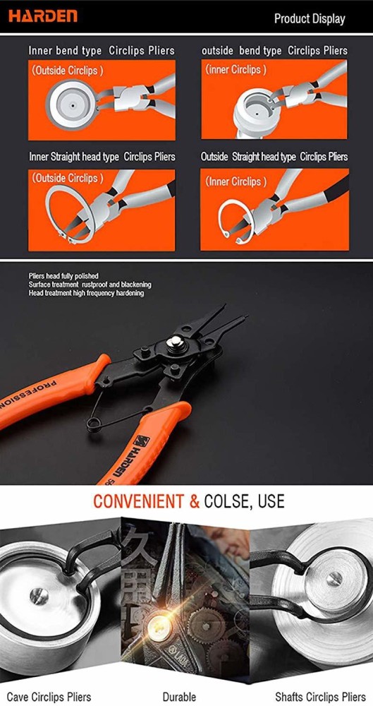 4 Pack 7 inch Snap Ring Pliers Set Heavy Duty Internal / External Circlip Pliers Kit with Straight Bent Jaw Precision Spring Loaded Pliers for Ring