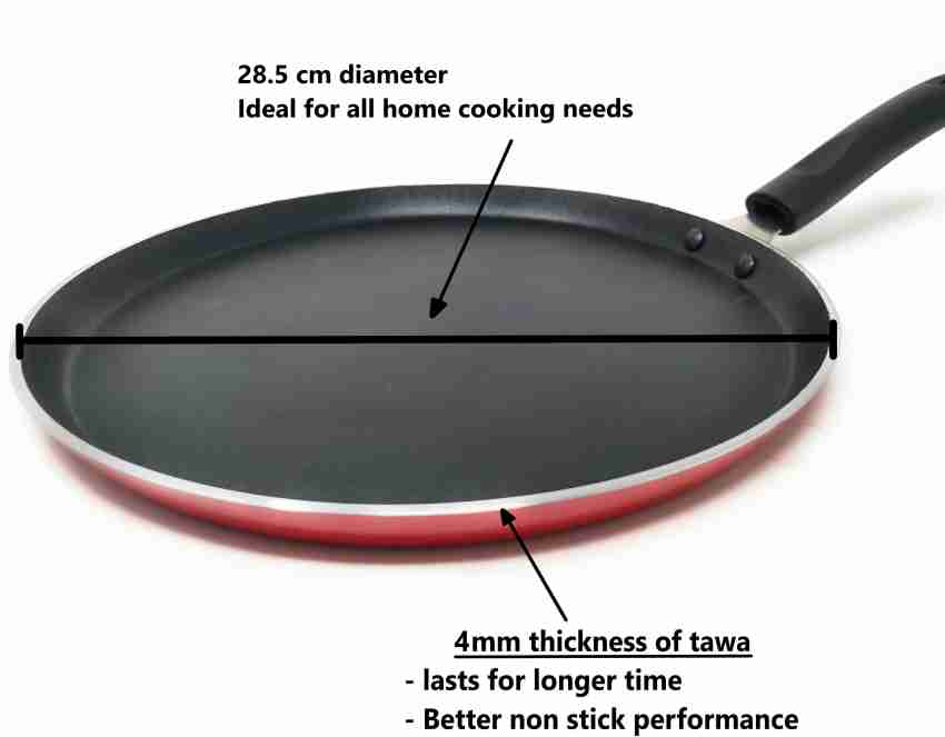 4mm Thick Aluminium Gas & Induction Base Chapati Roti Tawa, Dia 27.5 cm,  Silver