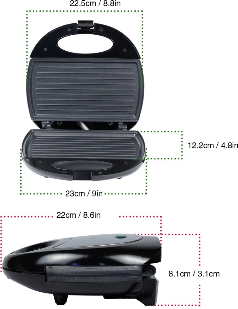 2 SLICE SANDWICH MAKER with Non stick coating