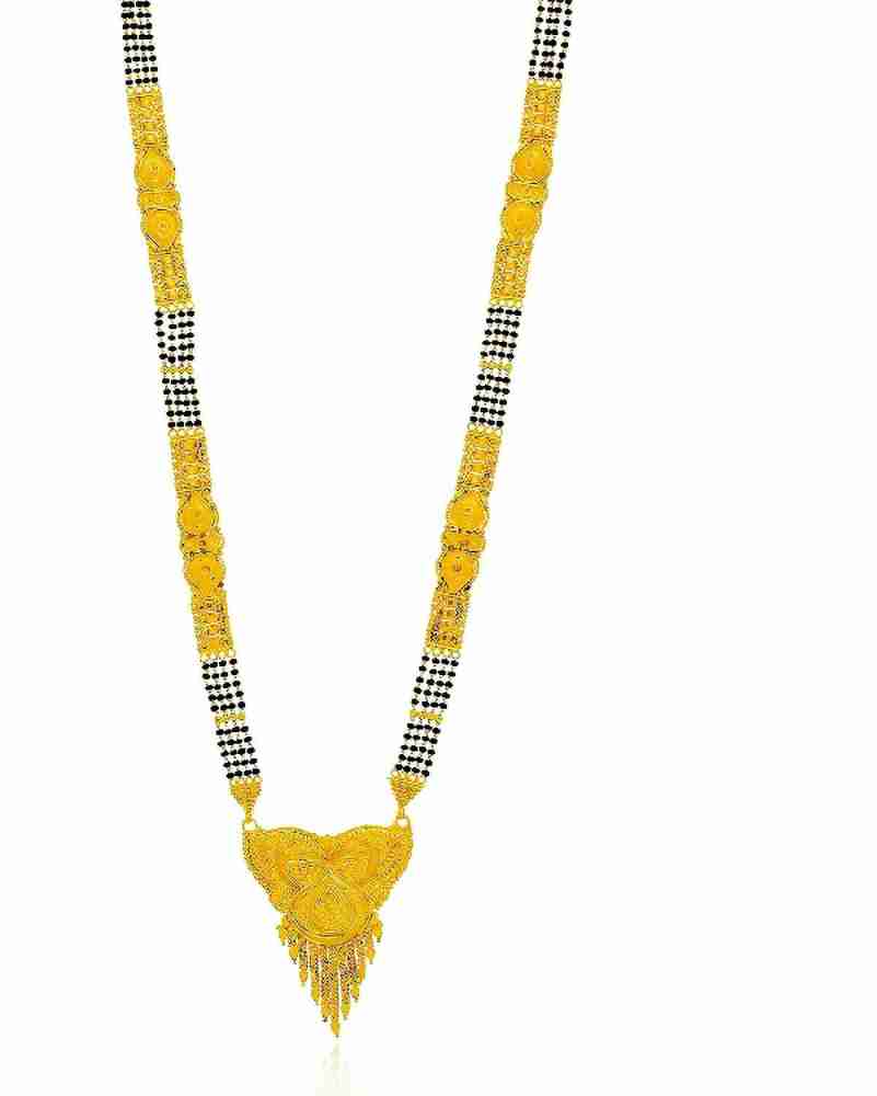 Sukkhi Gold Plated Golden Black Beads Long Mangalsutra Pendant for Women