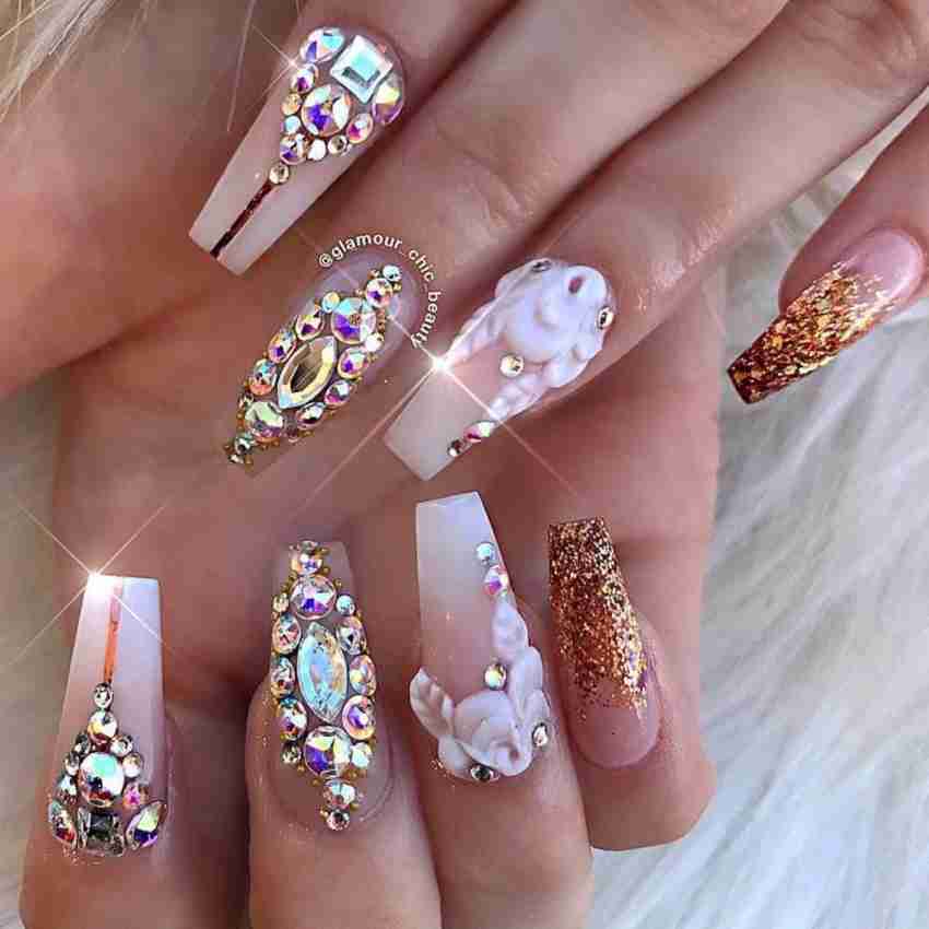 900+ Best Nail designs with stones ideas