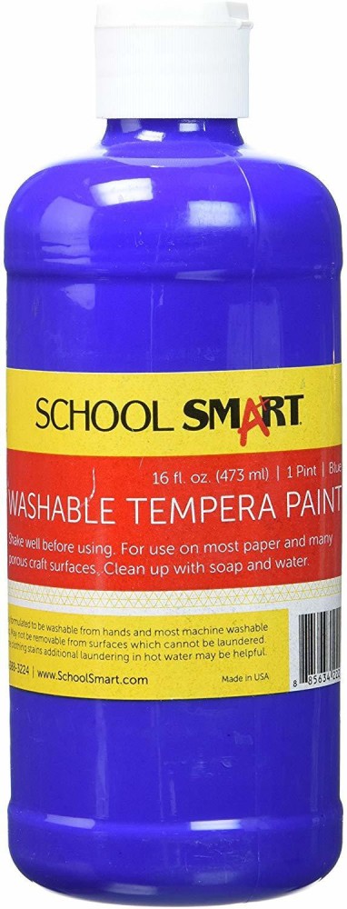 School Smart Washable Tempera Paints, Assorted Colors, Pint Set of