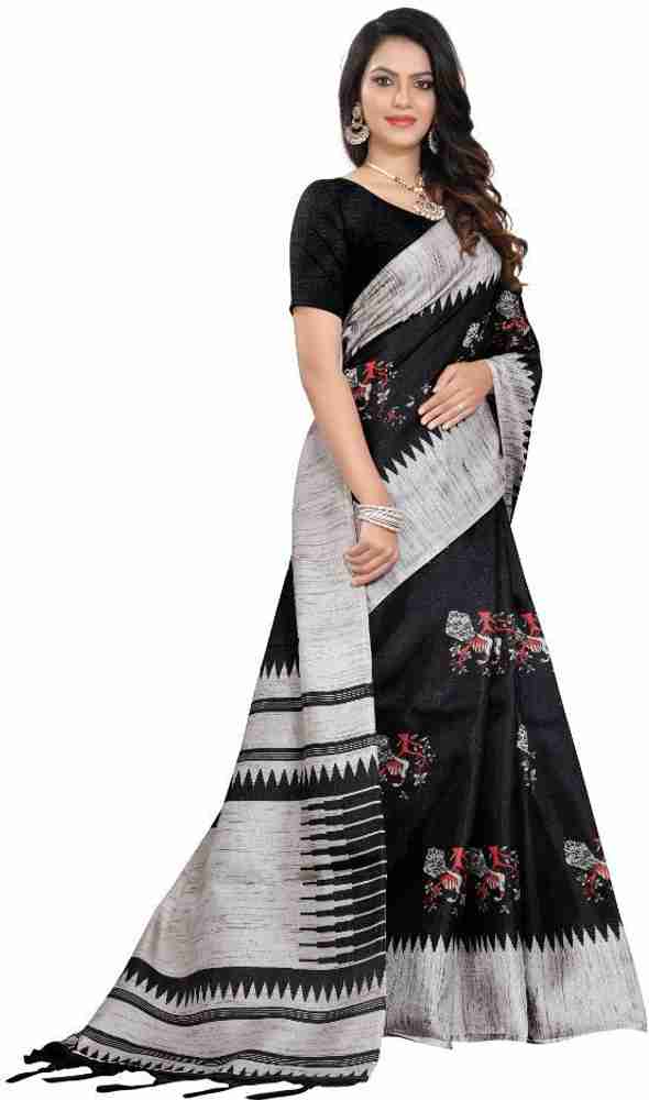 Buy WEDLOOK FASHION Printed Narayanpet Silk Blend Art Silk Black