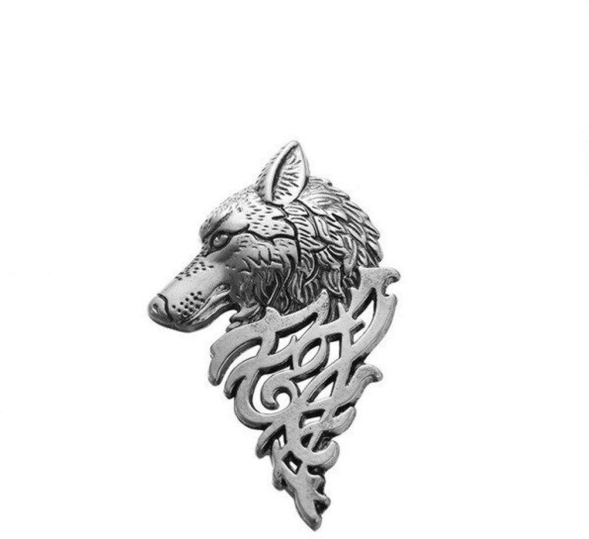 Vintage Gold Silver Brooches for Women Men Lapel Pin Wolf Collar