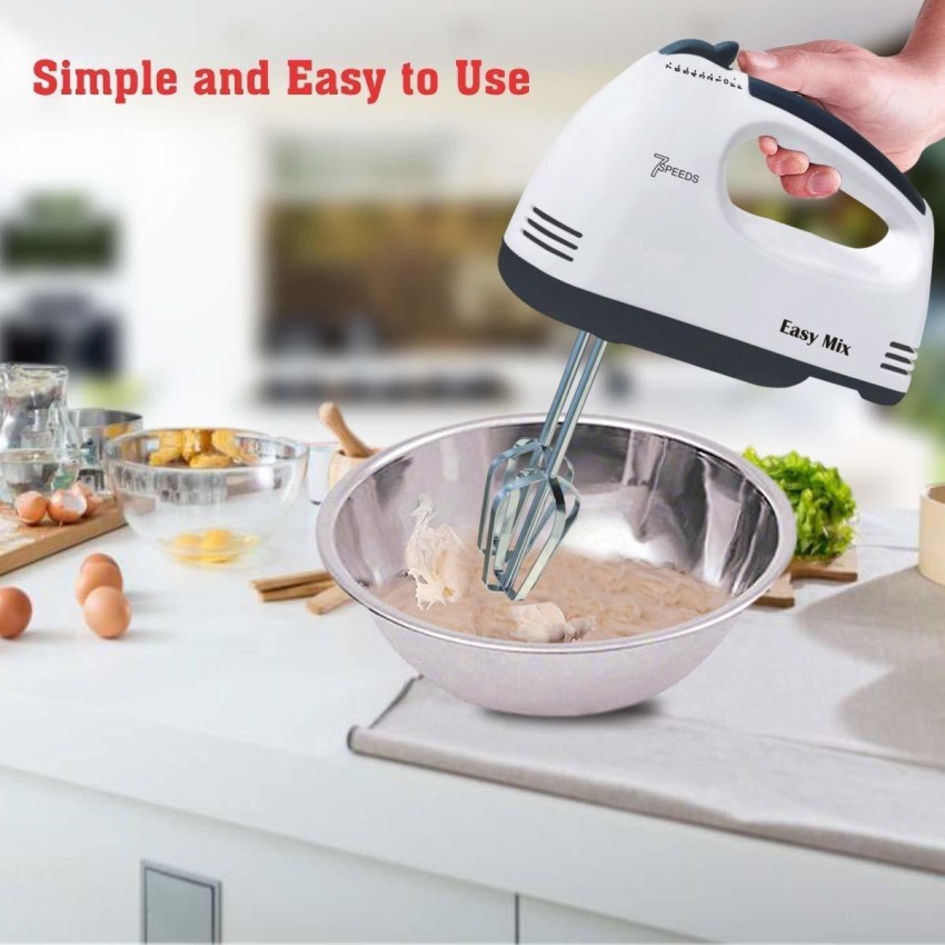 7 Speed Hand Mixer Electric Hand Mixer, Portable Kitchen Hand Held Mixer  for Food Whipping -White