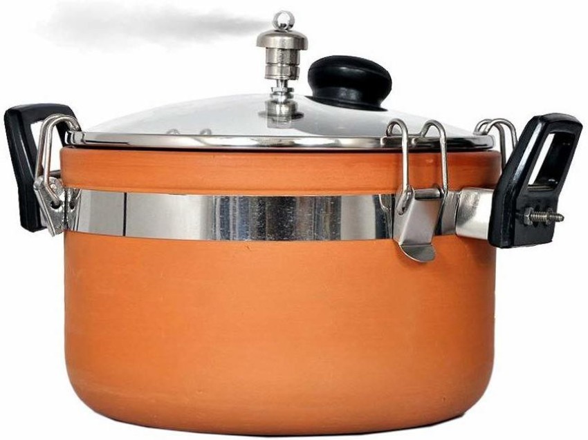 NATURAL TERRA COTTA Clay PRESSURE COOKER Teracotta with Glass Lid