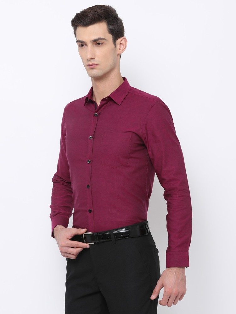 Buy Black Coffee Men Solid Formal Maroon Shirt Online at Best