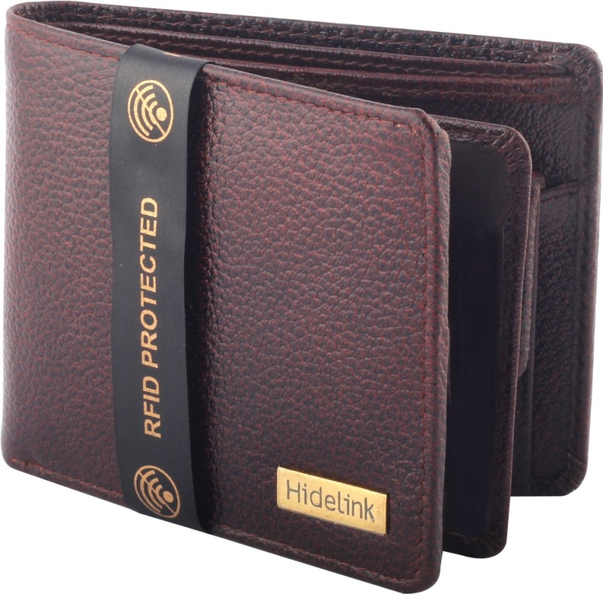 Hidelink Men Formal Brown Genuine Leather Wallet Brown Price in