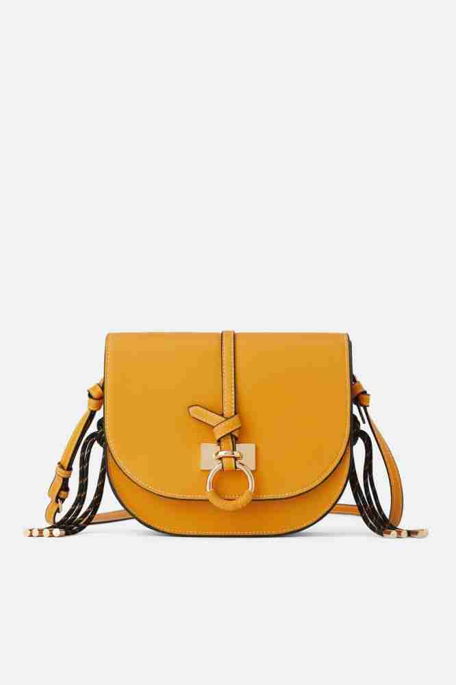 Zara yellow sling shop bag