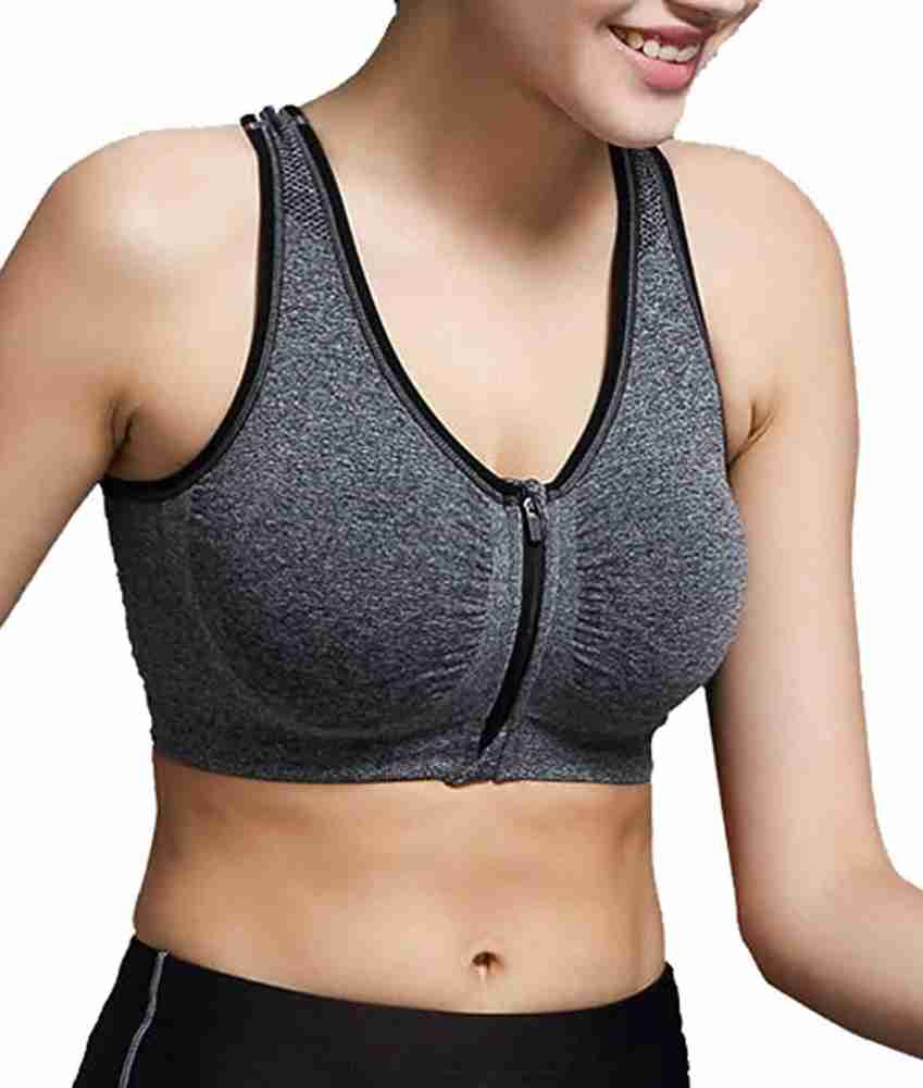 Women Seamless Cross Front Side Buckle Lace Sport Bra Yoga Running Bras  with Removable Pads Nude (M)