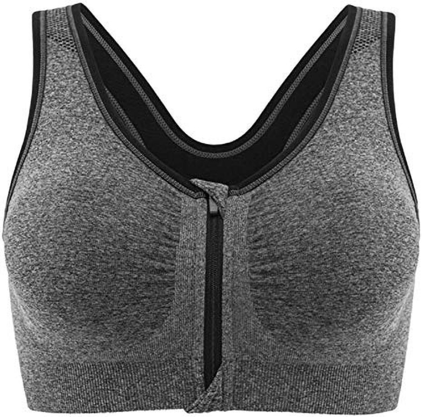 Mysha Women's Padded Full Coverage Front Zip Closure Sports Bra for Gym,  Yoga, Running, and Fitness(Removable Pads)