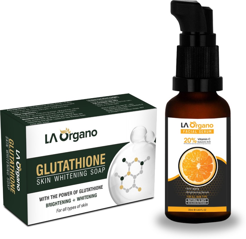 LA Organo Glutathione Skin whitening Soap 75g with 20 Vit C Face