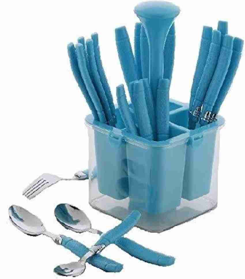 IMPULSE Oppo Blue Cutlery Set with Storage Box/Spoon Set/Spoon Stand /  24Pieces Plastic, Stainless Steel Cutlery Set Price in India - Buy IMPULSE  Oppo Blue Cutlery Set with Storage Box/Spoon Set/Spoon Stand /