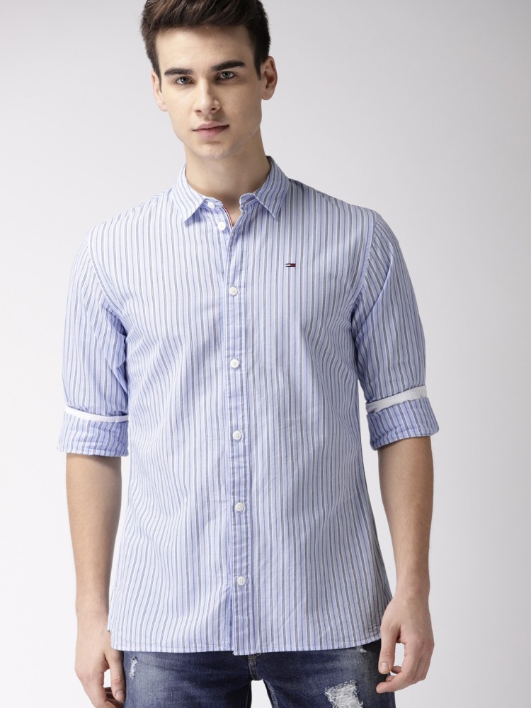 TOMMY HILFIGER Men Striped Casual Blue Shirt - Buy TOMMY HILFIGER Men  Striped Casual Blue Shirt Online at Best Prices in India