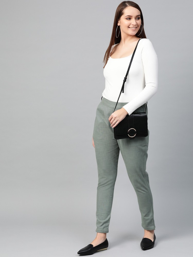 Cotton Slub Solid Regular Fit Casual Trouser Pants – Yash Gallery