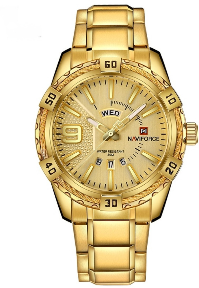 NAVIFORCE 9117 Gold for Business Class in Quartz Waterproof Analog