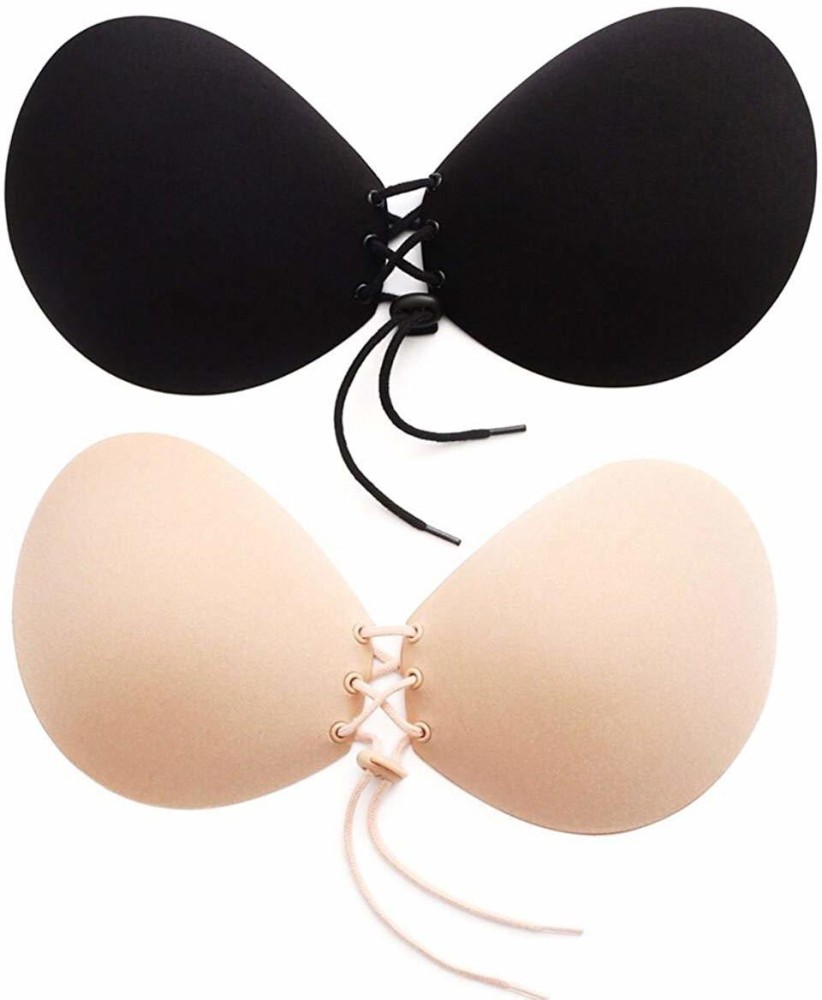 Nipple Covers Strapless Invisible Backless Bras Reusable for Women Black  Silicone, Cotton Peel and Stick Bra