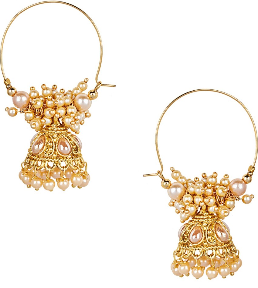 Flipkartcom  Buy Shoshaa Gold plated handcrafted Pink  grey enamelled  Dome Shaped Jhumka Earrings Beads Brass Jhumki Earring Online at Best  Prices in India