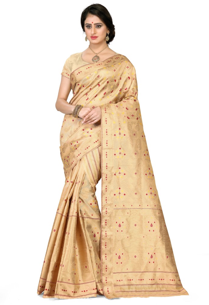 Buy Skiran s Woven Mekhela Chador Art Silk Gold Sarees Online