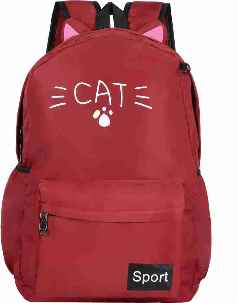 Bagclan Girls Cute Cat Grey School Bag / College Backpack With Pencil Pouch  5 L Laptop Backpack Grey - Price in India