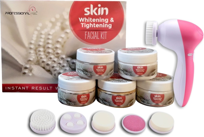 PROFESSIONAL FEEL Skin Whitening Tightening Facial Kit with Face Massager sp. combo Suitable For all Age Unisex For Fairness Best In stat Glow