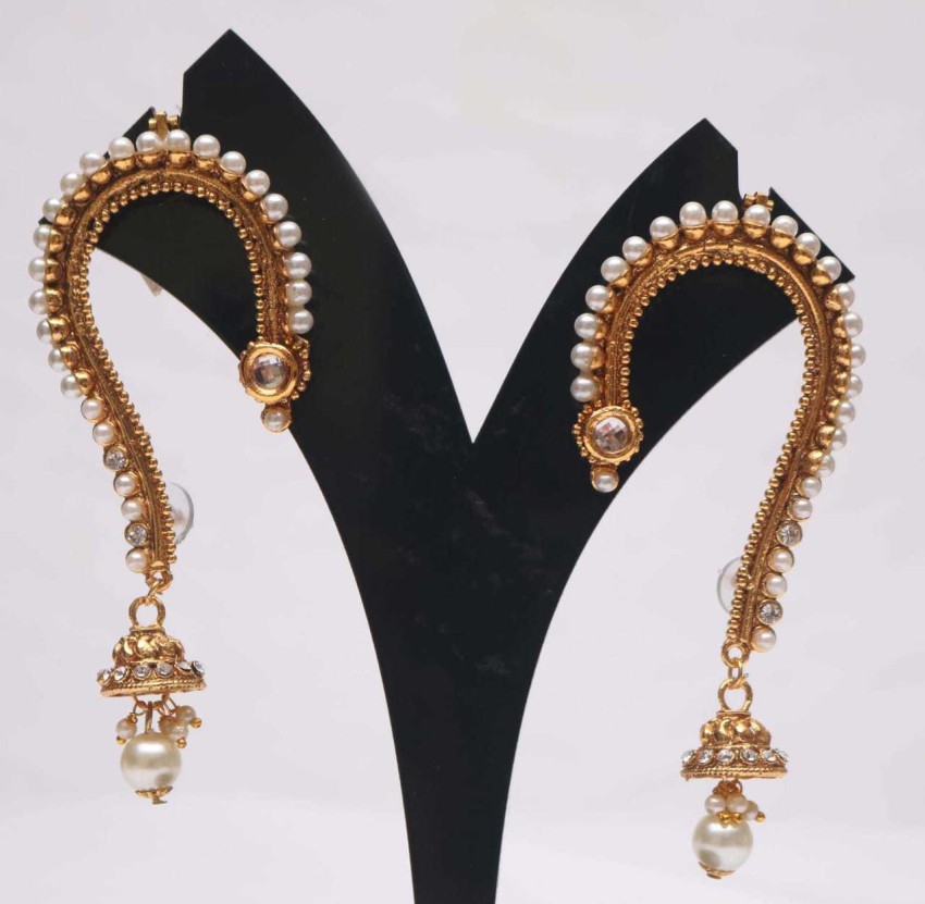 FIDA Earrings  Buy Fida Gold Plated Yellow Enamel and Kundan studded  Chandbali Kaan Earrings For Wome Online  Nykaa Fashion