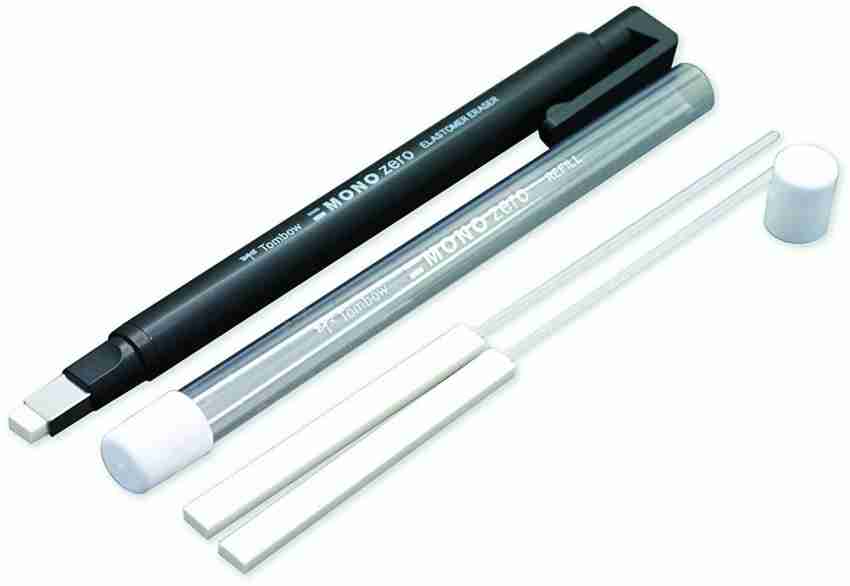 MONO Zero Eraser - Silver Round, Mechanical Eraser, Pen Style Eraser