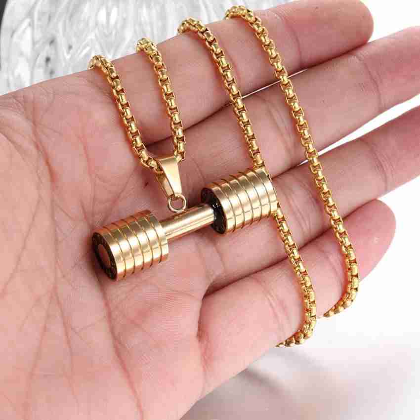 Gold chain with deals dumbbell