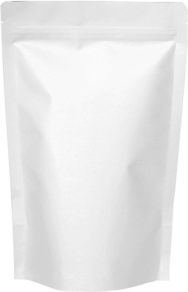 100 Pcs Resealable bags,3.5 x 5.5 Stand Up White Kraft Paper Bags with  Matte Window, Zip Lock Food Storage Bags for Packaging Products, Reusable