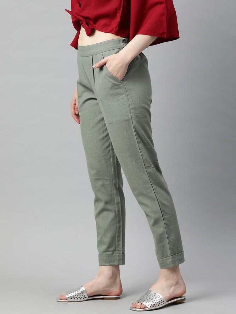 Buy Grey Trousers & Pants for Women by Jaipur Kurti Online