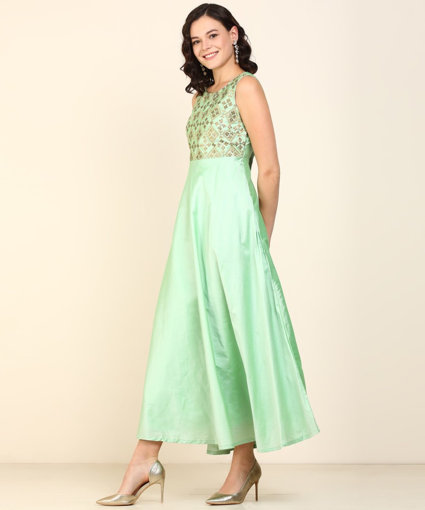Akkriti by Pantaloons Women Gown Light Green Dress - Buy Akkriti