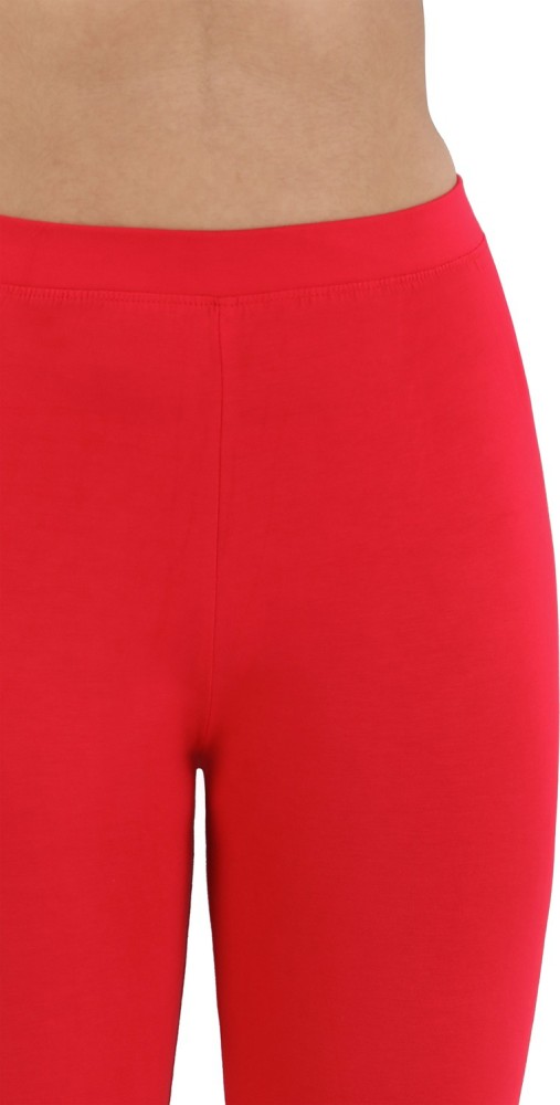 Twinbirds Racing Red Solid Ankle Legging