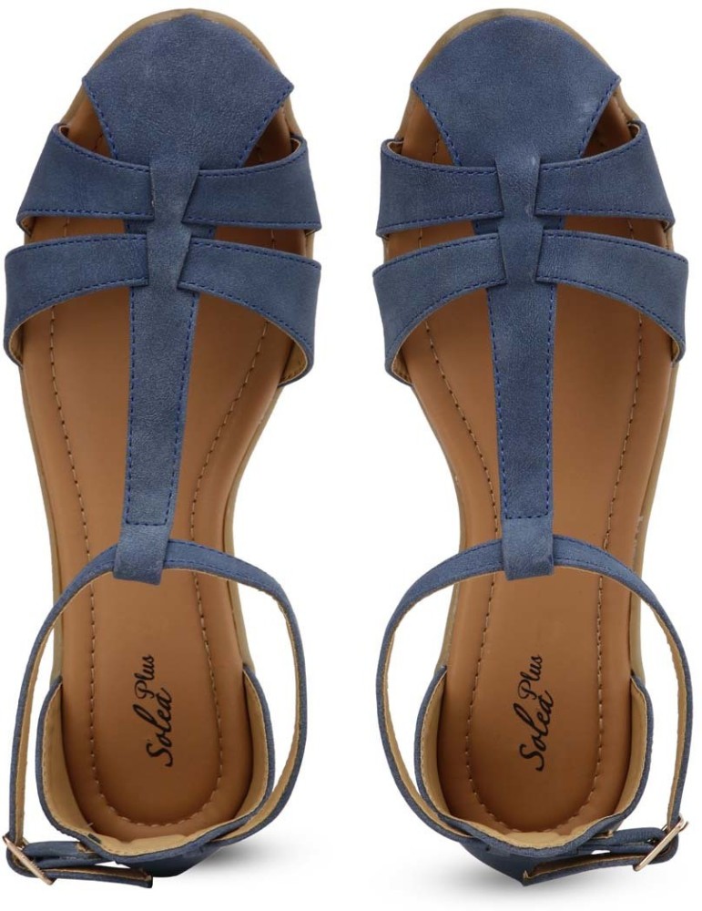 Blue t strap discount sandals