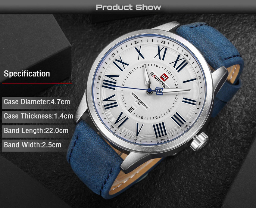 NAVIFORCE Quartz Genuine Leather Blue Strap Stylish Minimalistic Wristwatch for Men Blue Analog Watch For Boys Buy NAVIFORCE Quartz Genuine Leather Blue Strap Stylish Minimalistic Wristwatch for Men