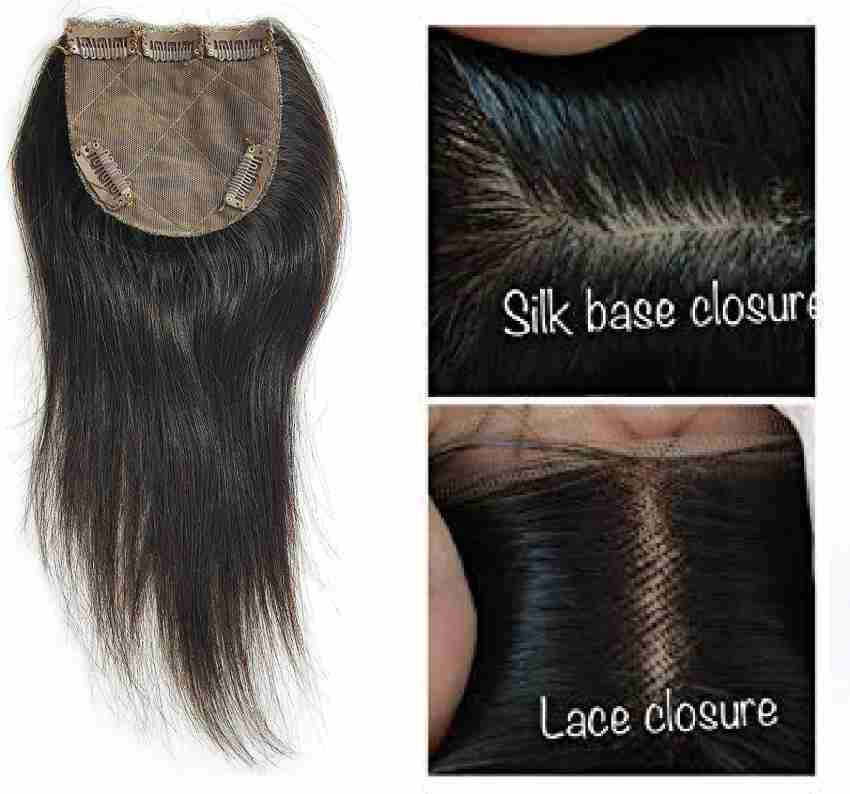 AASA Human Clips Silk Base Closure 12-14 Inch  Straight Hidden Knots Free  Part Human For Women And Girls Hair Extension Price in India - Buy AASA  Human Clips Silk Base Closure