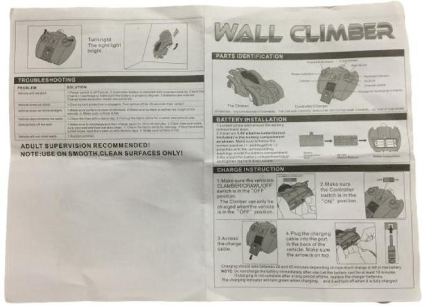 Wall climbing best sale car charging instructions