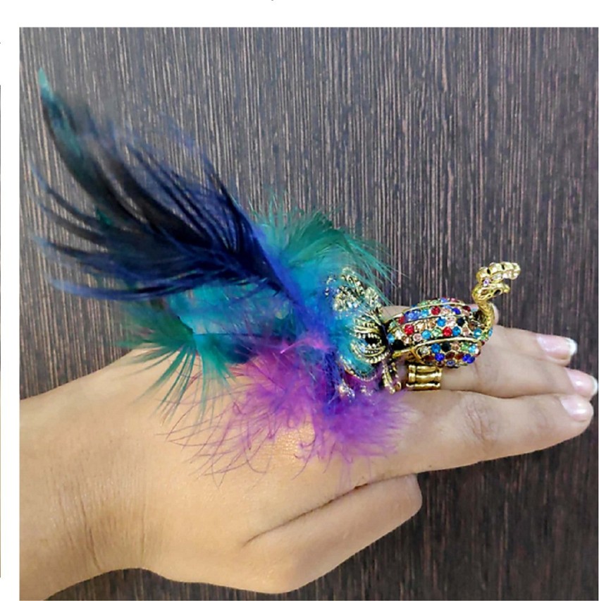 Proplady Ethnic Peacock Feather Adjustable Ring German Silver