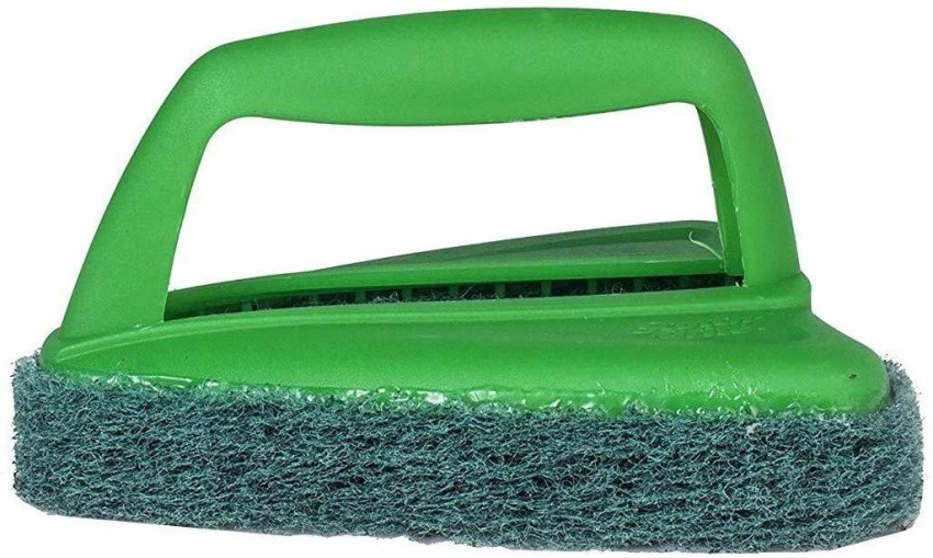 Bathroom Brush with abrasive scrubber for superior tile cleaning (Green)